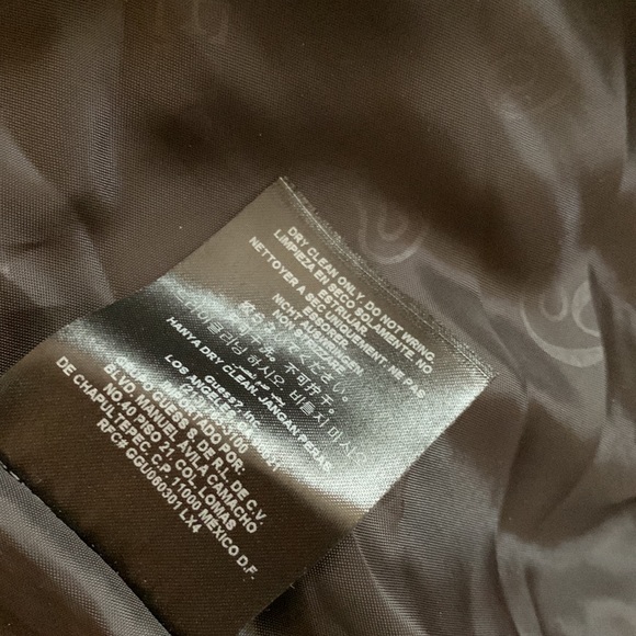 GUESS BLACK COAT/JACKET SZ M /w BELT LARGE COLLAR WOOL BLEND- POCKETS SNAP CLOSE - Picture 10 of 11